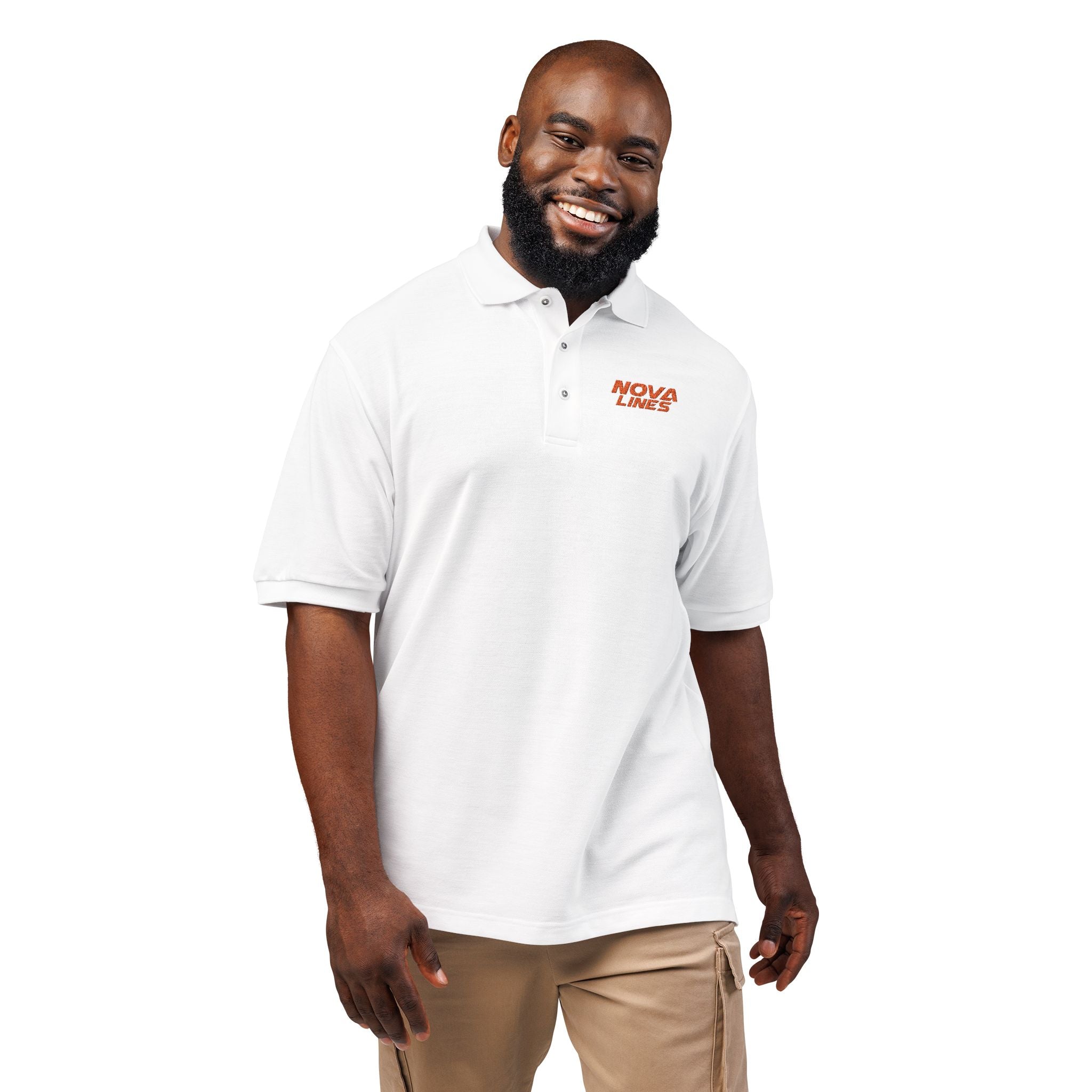 Embroidered 'Nova Lines" Logo Polo Shirt — Minimal Athletic Casual