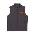 Men's Soft Shell Vest — Small Chest 'Hoo's Scary' Orange Leopard Logo
