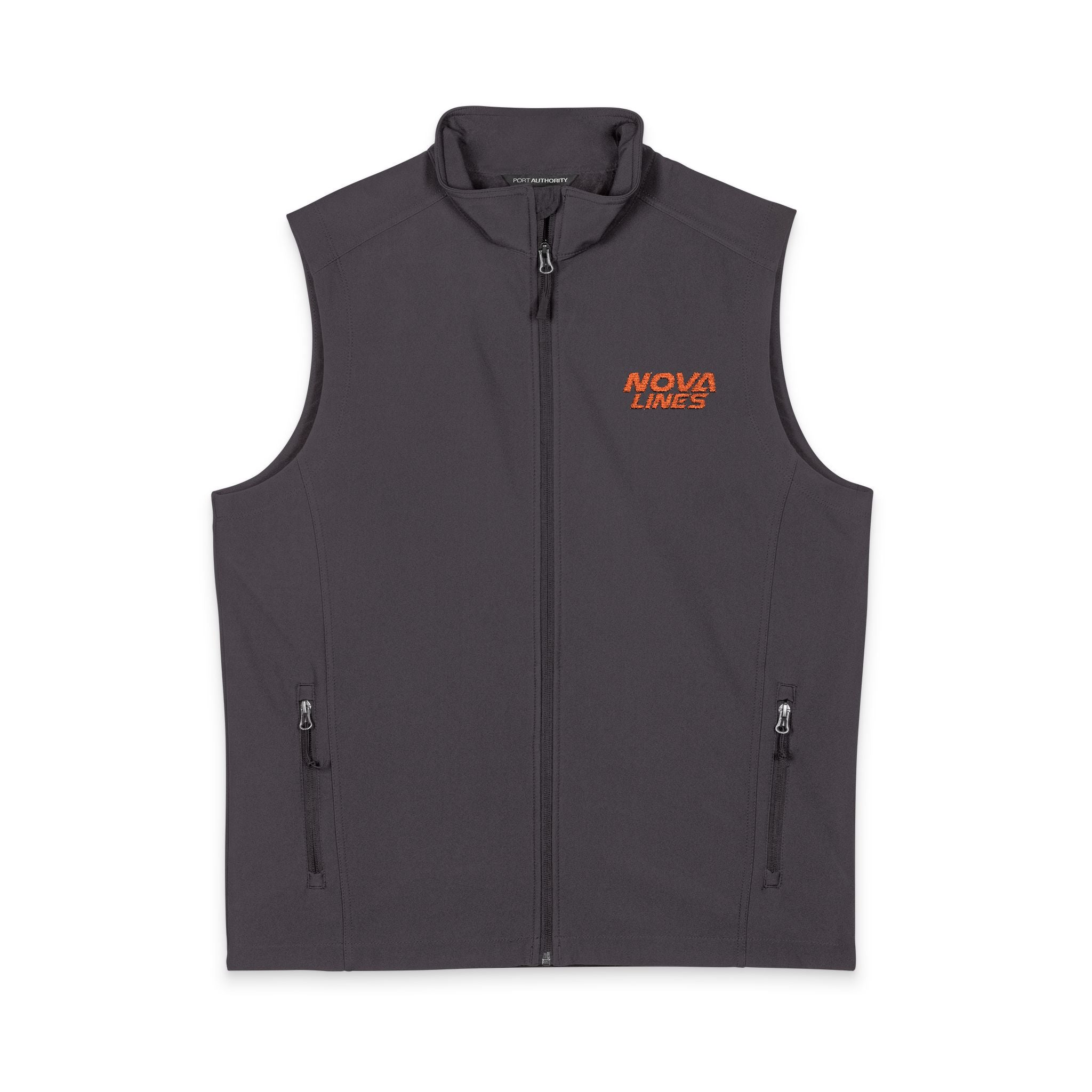 Men's Soft Shell Vest — Small Chest 'Hoo's Scary' Orange Leopard Logo