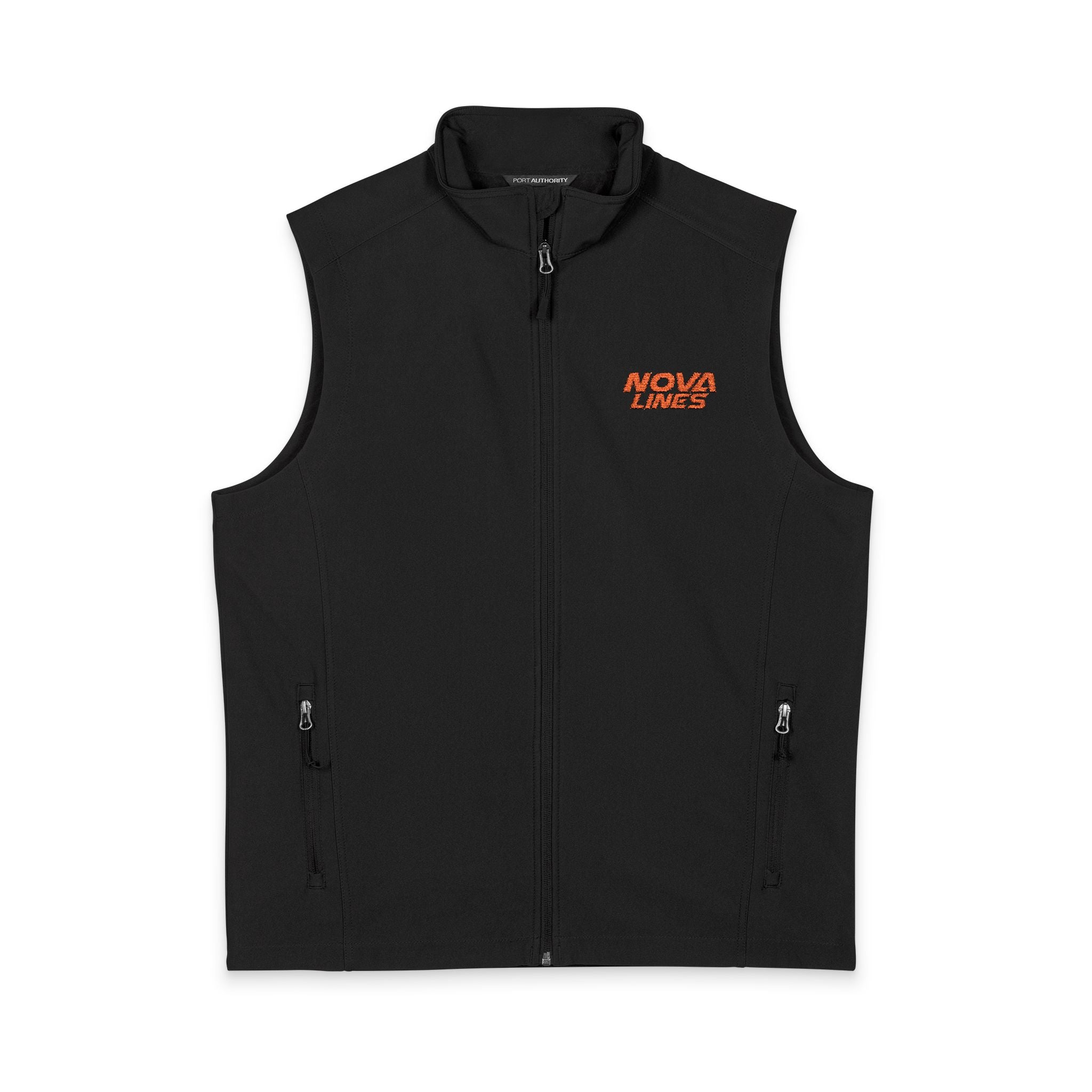 Men's Soft Shell Vest — Small Chest 'Hoo's Scary' Orange Leopard Logo