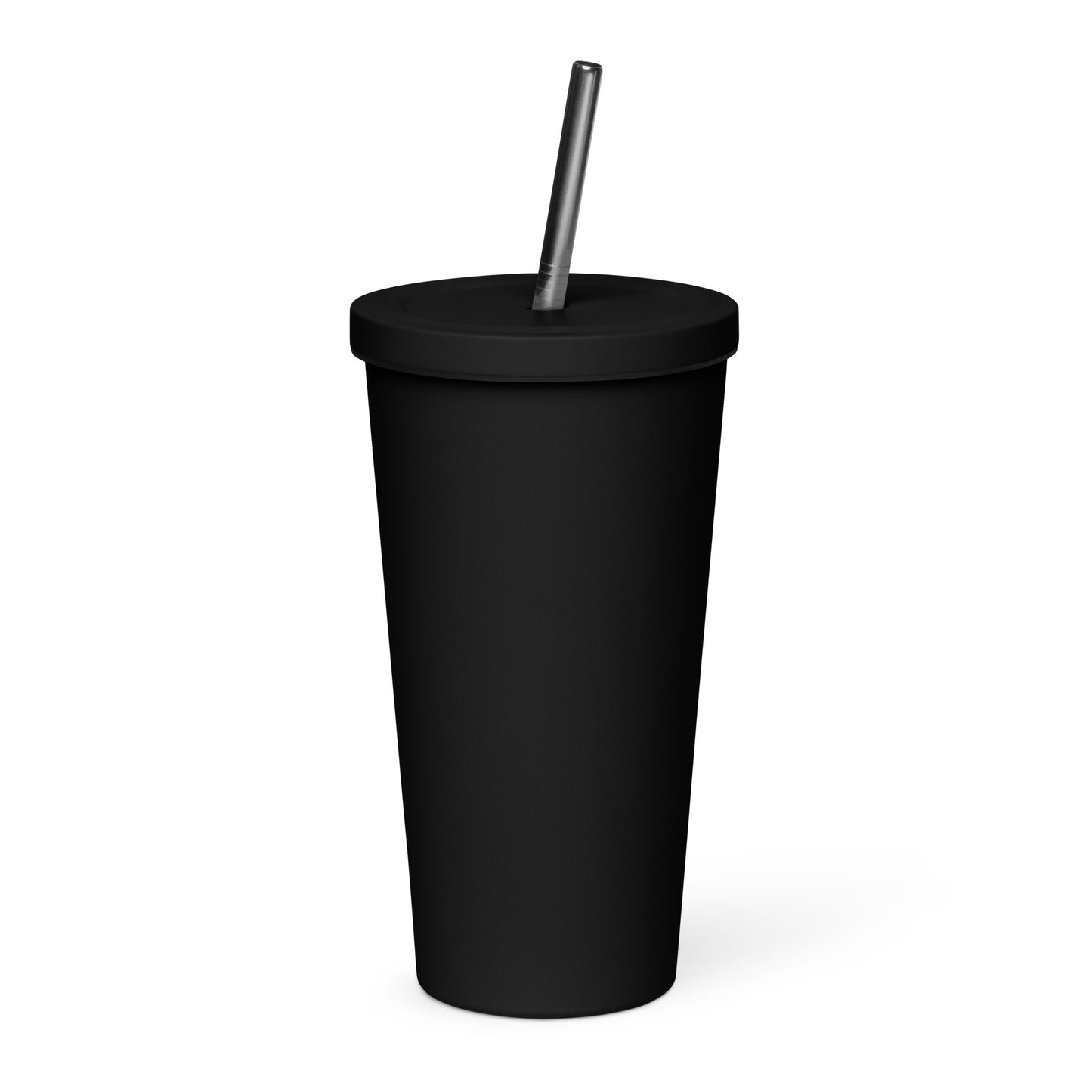 Black Insulated tumbler with a straw