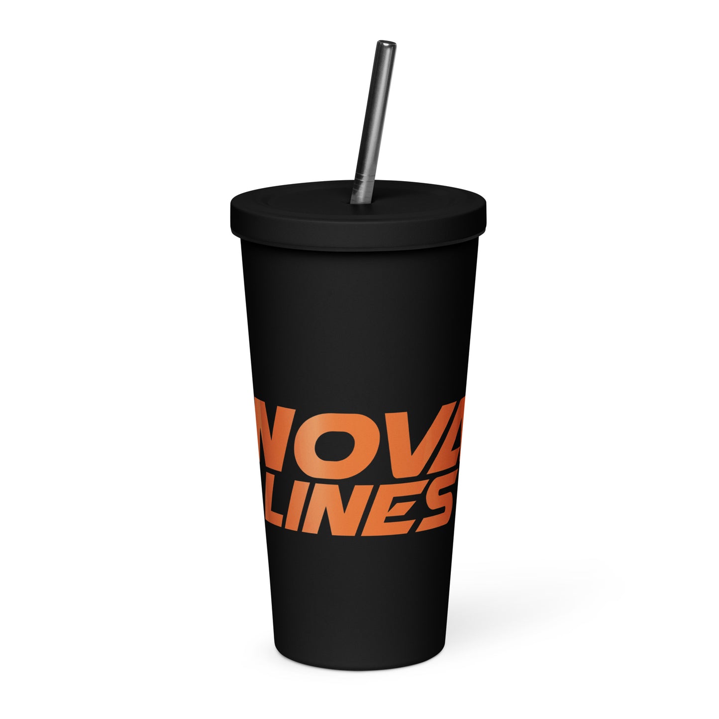 Black Insulated tumbler with a straw