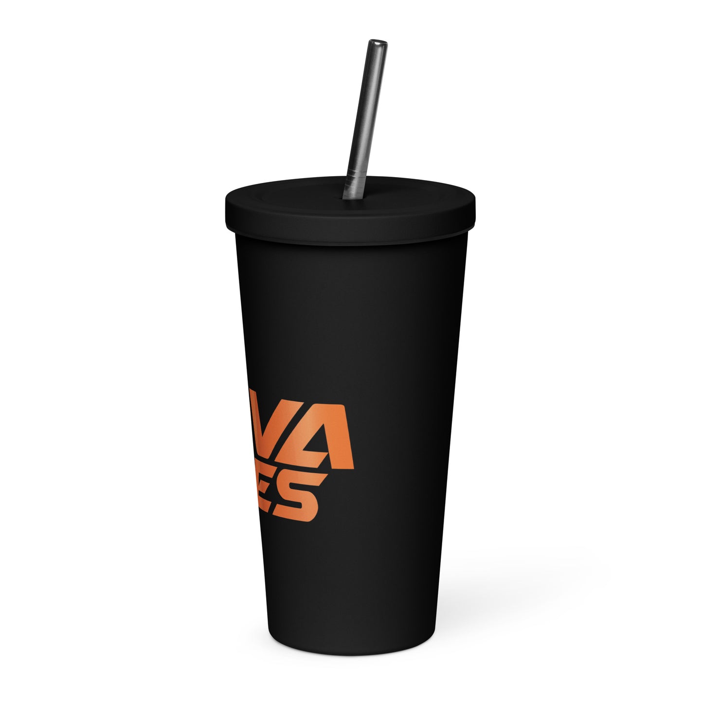 Black Insulated tumbler with a straw