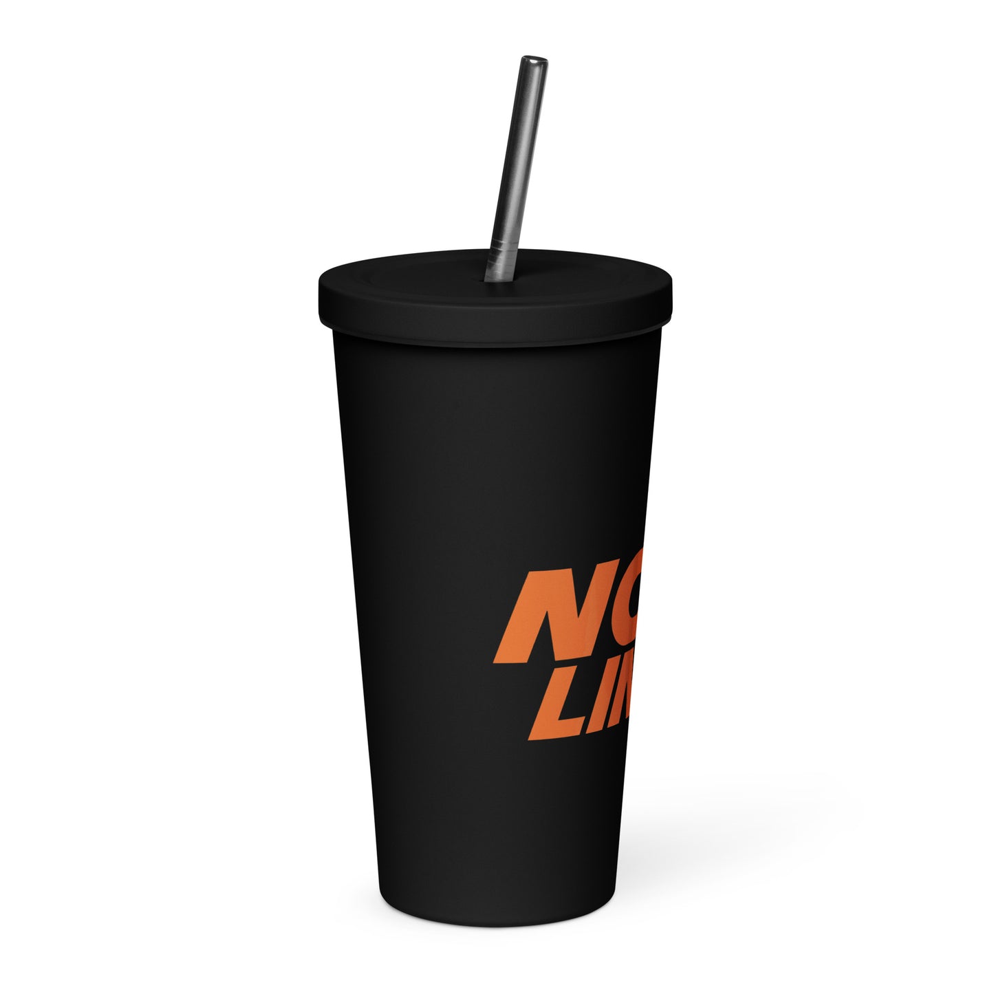 Black Insulated tumbler with a straw